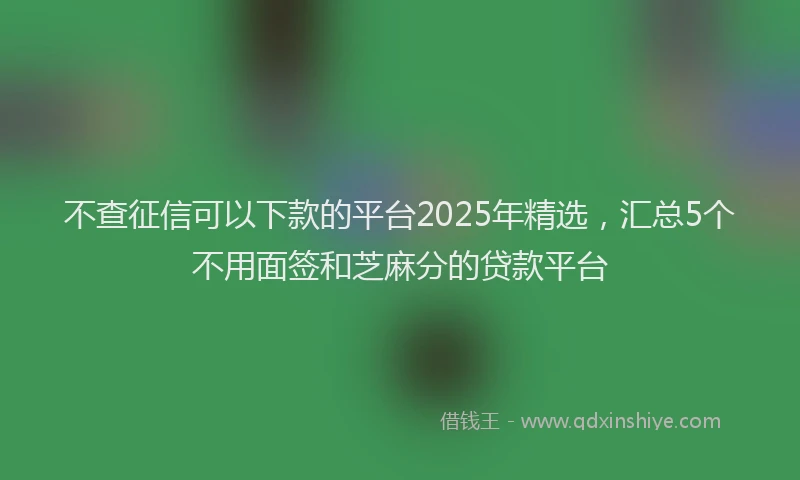 不查征信可以下款的平台2025年精选，汇总5个不用面签和芝麻分的贷款平台