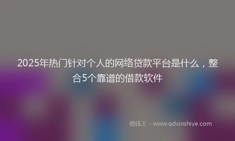 2025年热门针对个人的网络贷款平台是什么，整合5个靠谱的借款软件