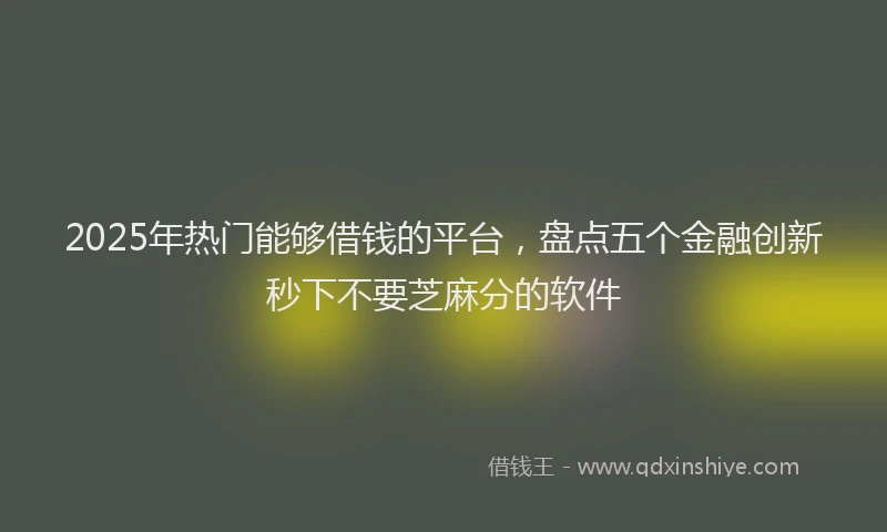 2025年热门能够借钱的平台，盘点五个金融创新秒下不要芝麻分的软件