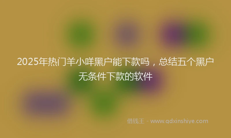 2025年热门羊小咩黑户能下款吗，总结五个黑户无条件下款的软件