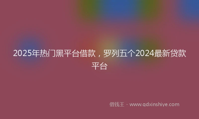 2025年热门黑平台借款，罗列五个2024最新贷款平台