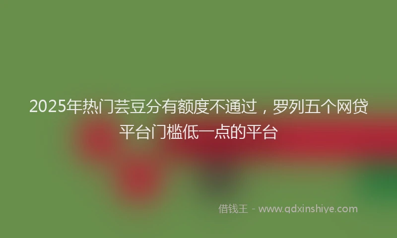 2025年热门芸豆分有额度不通过，罗列五个网贷平台门槛低一点的平台