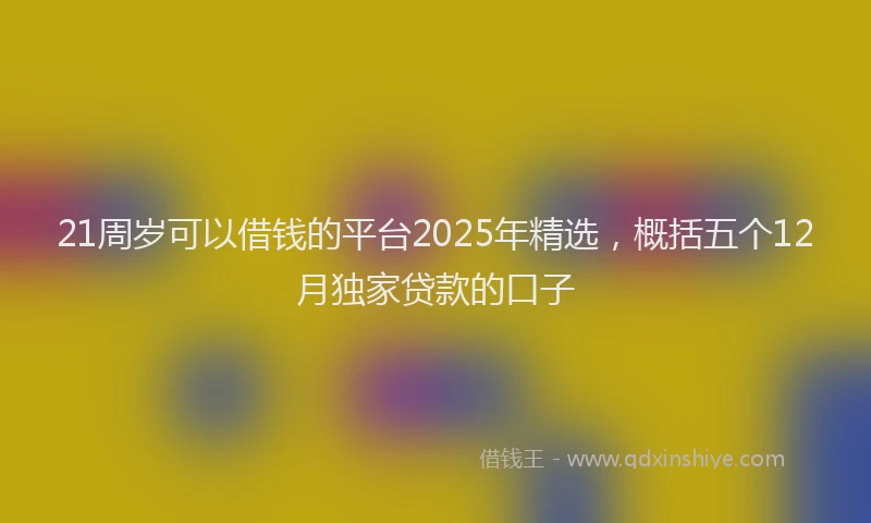 21周岁可以借钱的平台2025年精选，概括五个12月独家贷款的口子