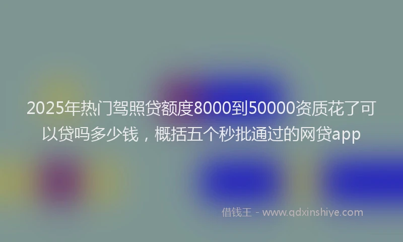 2025年热门驾照贷额度8000到50000资质花了可以贷吗多少钱，概括五个秒批通过的网贷app