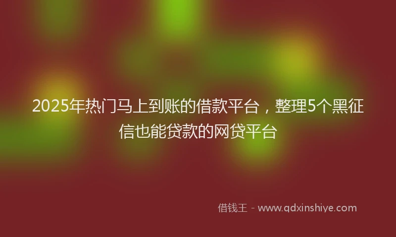 2025年热门马上到账的借款平台，整理5个黑征信也能贷款的网贷平台