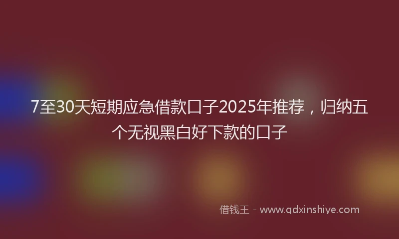 7至30天短期应急借款口子2025年推荐，归纳五个无视黑白好下款的口子