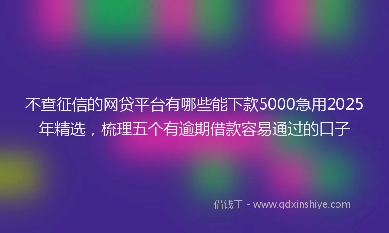不查征信的网贷平台有哪些能下款5000急用2025年精选，梳理五个有逾期借款容易通过的口子