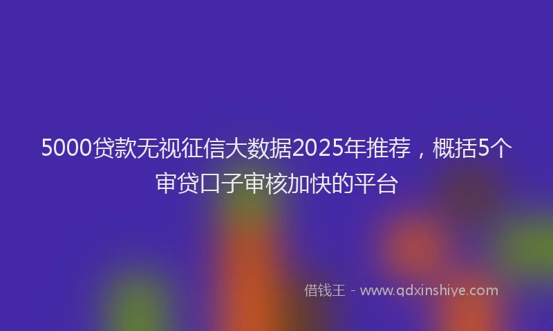 5000贷款无视征信大数据2025年推荐，概括5个审贷口子审核加快的平台