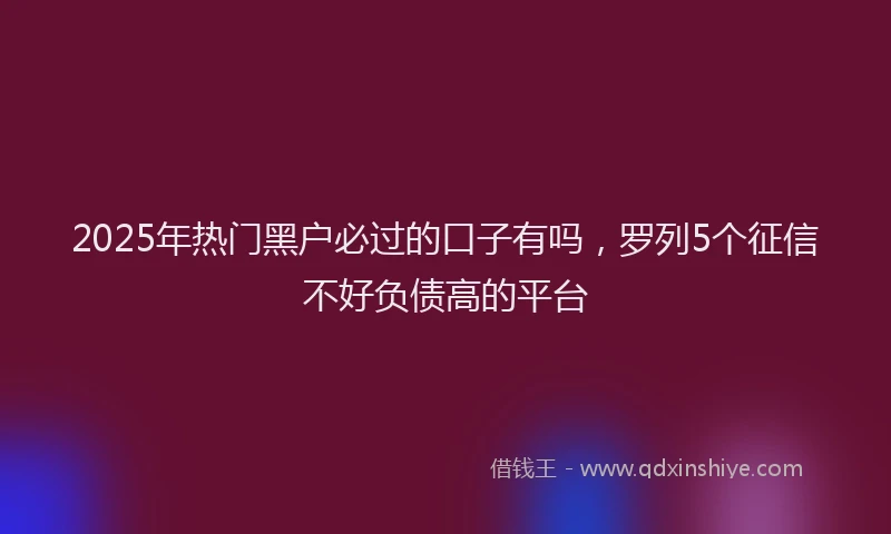 2025年热门黑户必过的口子有吗，罗列5个征信不好负债高的平台