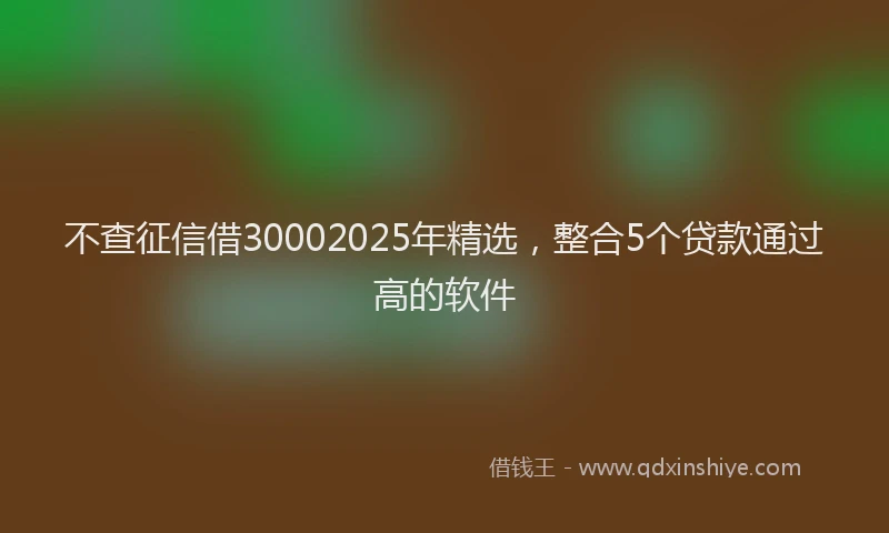 不查征信借30002025年精选，整合5个贷款通过高的软件