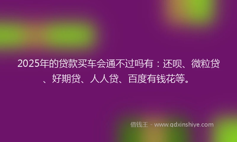 2025年的贷款买车会通不过吗有：还呗、微粒贷、好期贷、人人贷、百度有钱花等。