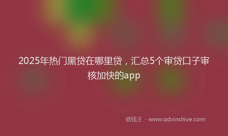 2025年热门黑贷在哪里贷，汇总5个审贷口子审核加快的app