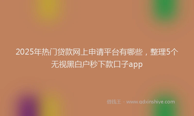 2025年热门贷款网上申请平台有哪些，整理5个无视黑白户秒下款口子app