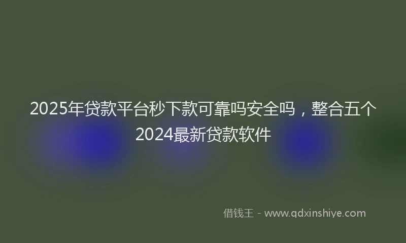 2025年贷款平台秒下款可靠吗安全吗，整合五个2024最新贷款软件