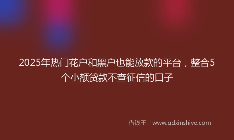 2025年热门花户和黑户也能放款的平台，整合5个小额贷款不查征信的口子