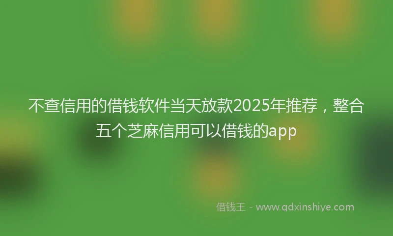 不查信用的借钱软件当天放款2025年推荐，整合五个芝麻信用可以借钱的app