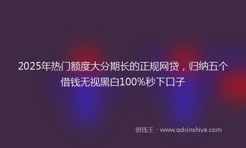 2025年热门额度大分期长的正规网贷，归纳五个借钱无视黑白100%秒下口子