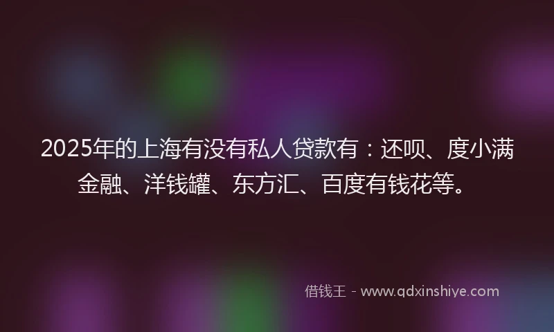 2025年的上海有没有私人贷款有：还呗、度小满金融、洋钱罐、东方汇、百度有钱花等。