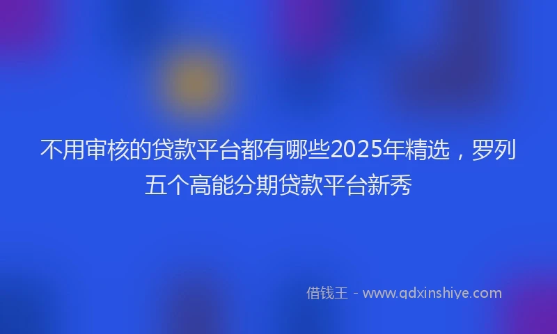 不用审核的贷款平台都有哪些2025年精选，罗列五个高能分期贷款平台新秀