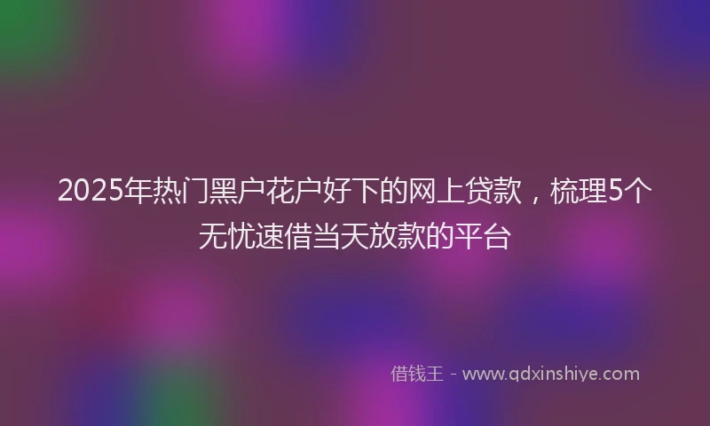 2025年热门黑户花户好下的网上贷款，梳理5个无忧速借当天放款的平台