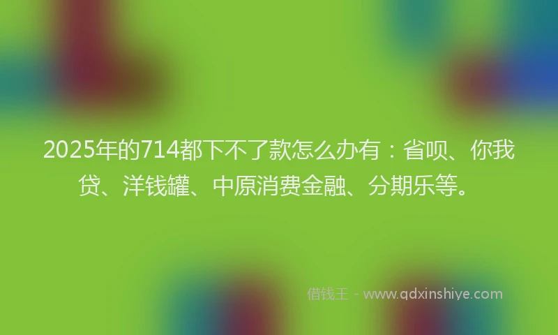 2025年的714都下不了款怎么办有：省呗、你我贷、洋钱罐、中原消费金融、分期乐等。