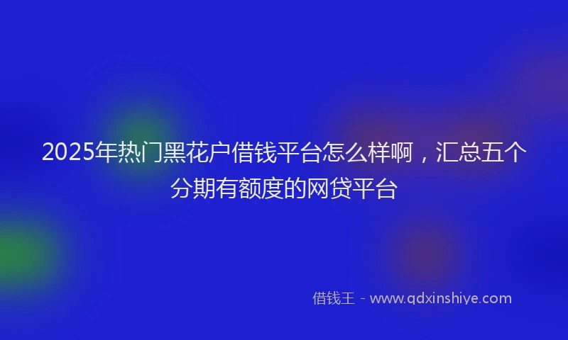 2025年热门黑花户借钱平台怎么样啊，汇总五个分期有额度的网贷平台