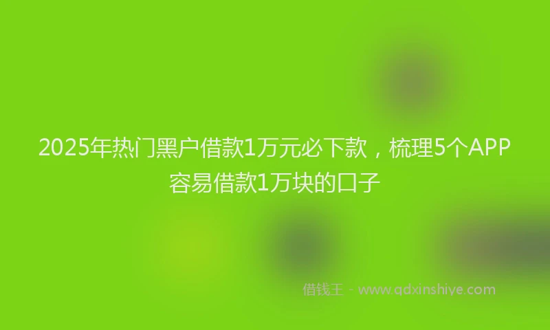 2025年热门黑户借款1万元必下款，梳理5个APP容易借款1万块的口子