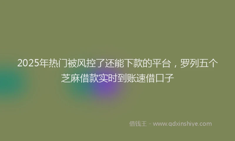 2025年热门被风控了还能下款的平台，罗列五个芝麻借款实时到账速借口子