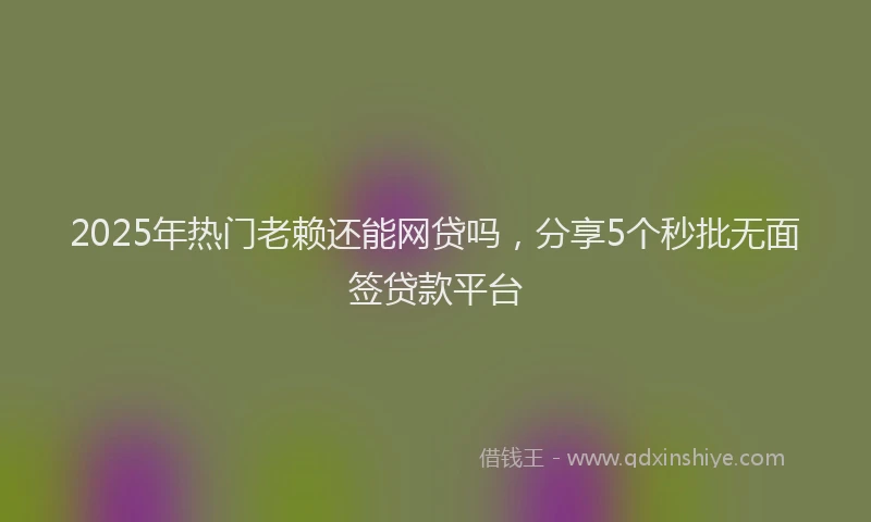 2025年热门老赖还能网贷吗，分享5个秒批无面签贷款平台