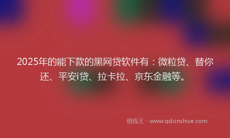 2025年的能下款的黑网贷软件有：微粒贷、替你还、平安i贷、拉卡拉、京东金融等。