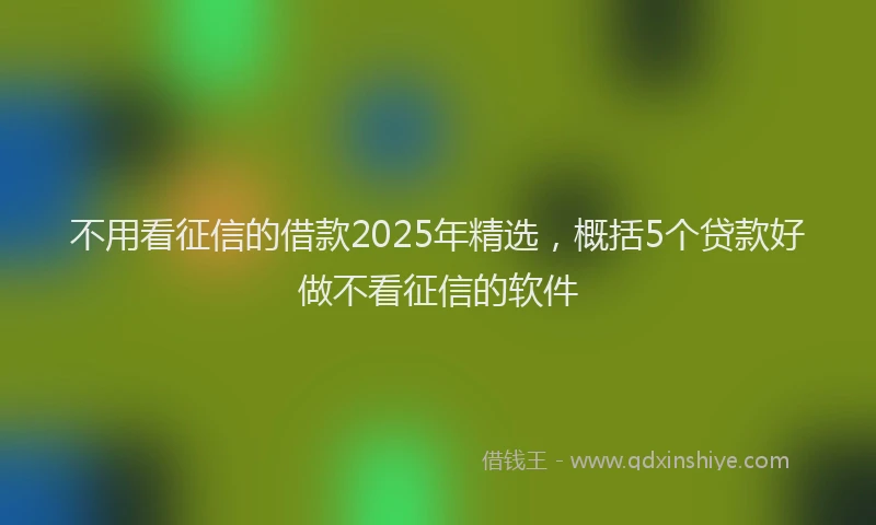 不用看征信的借款2025年精选，概括5个贷款好做不看征信的软件