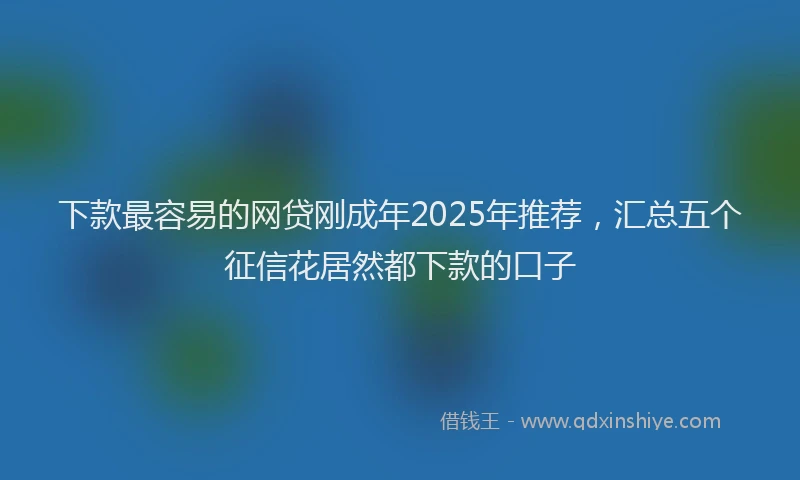 下款最容易的网贷刚成年2025年推荐，汇总五个征信花居然都下款的口子