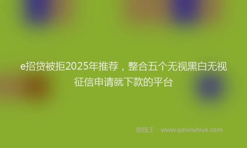 e招贷被拒2025年推荐，整合五个无视黑白无视征信申请就下款的平台