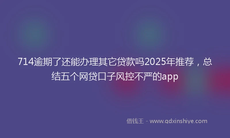 714逾期了还能办理其它贷款吗2025年推荐，总结五个网贷口子风控不严的app