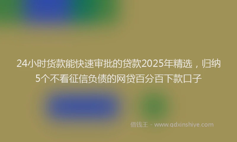 24小时货款能快速审批的贷款2025年精选，归纳5个不看征信负债的网贷百分百下款口子