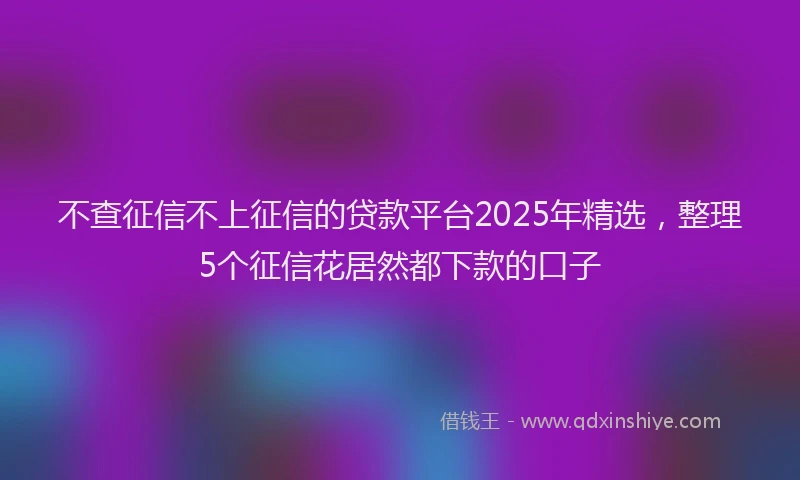 不查征信不上征信的贷款平台2025年精选，整理5个征信花居然都下款的口子