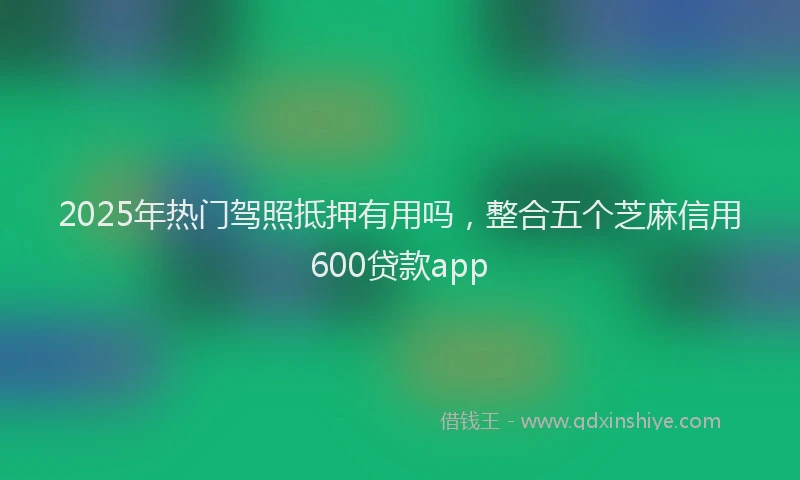 2025年热门驾照抵押有用吗，整合五个芝麻信用600贷款app