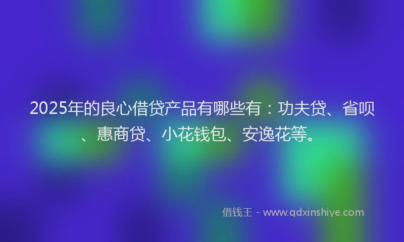 2025年的良心借贷产品有哪些有：功夫贷、省呗、惠商贷、小花钱包、安逸花等。