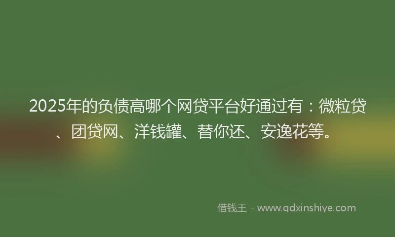 2025年的负债高哪个网贷平台好通过有：微粒贷、团贷网、洋钱罐、替你还、安逸花等。