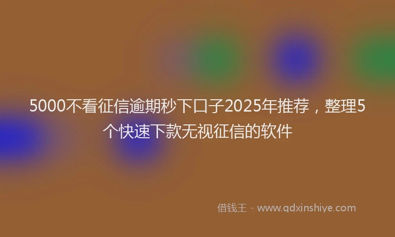 5000不看征信逾期秒下口子2025年推荐，整理5个快速下款无视征信的软件