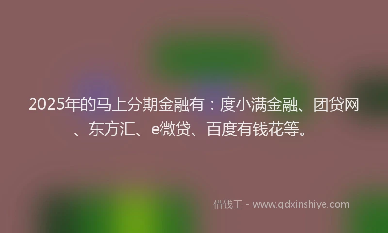 2025年的马上分期金融有：度小满金融、团贷网、东方汇、e微贷、百度有钱花等。