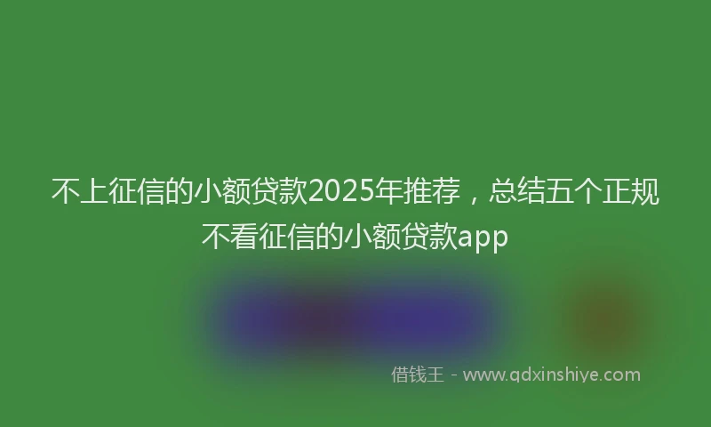 不上征信的小额贷款2025年推荐，总结五个正规不看征信的小额贷款app