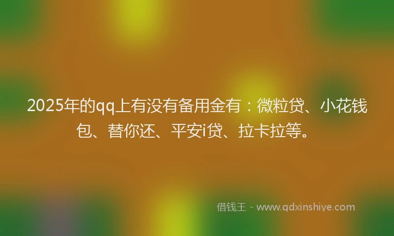 2025年的qq上有没有备用金有：微粒贷、小花钱包、替你还、平安i贷、拉卡拉等。