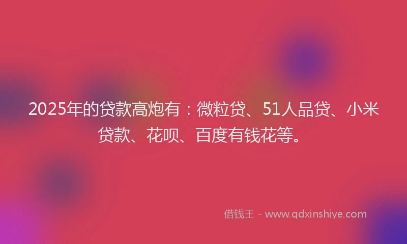 2025年的贷款高炮有：微粒贷、51人品贷、小米贷款、花呗、百度有钱花等。