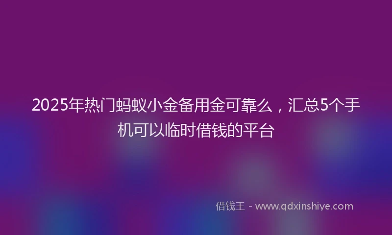 2025年热门蚂蚁小金备用金可靠么，汇总5个手机可以临时借钱的平台