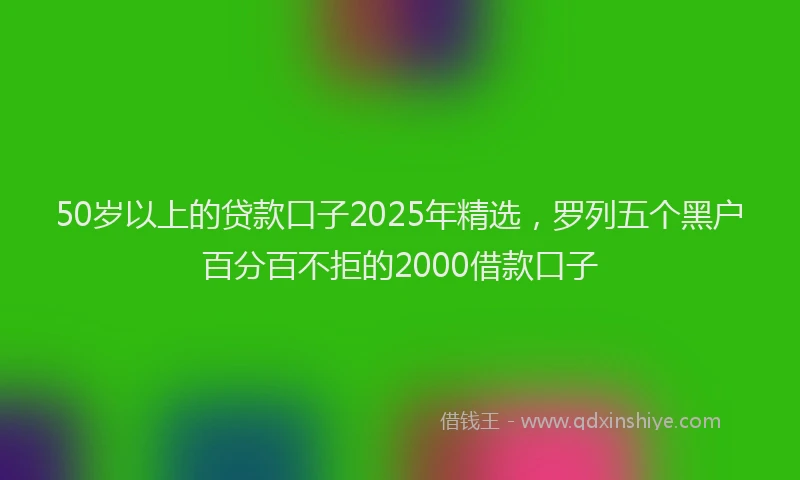 50岁以上的贷款口子2025年精选，罗列五个黑户百分百不拒的2000借款口子