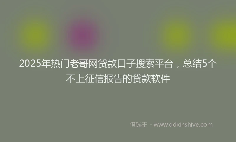2025年热门老哥网贷款口子搜索平台，总结5个不上征信报告的贷款软件