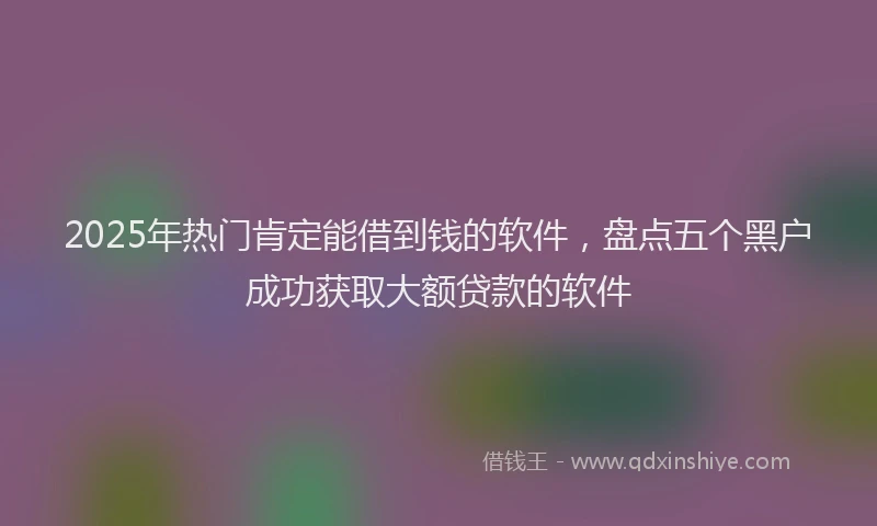 2025年热门肯定能借到钱的软件，盘点五个黑户成功获取大额贷款的软件