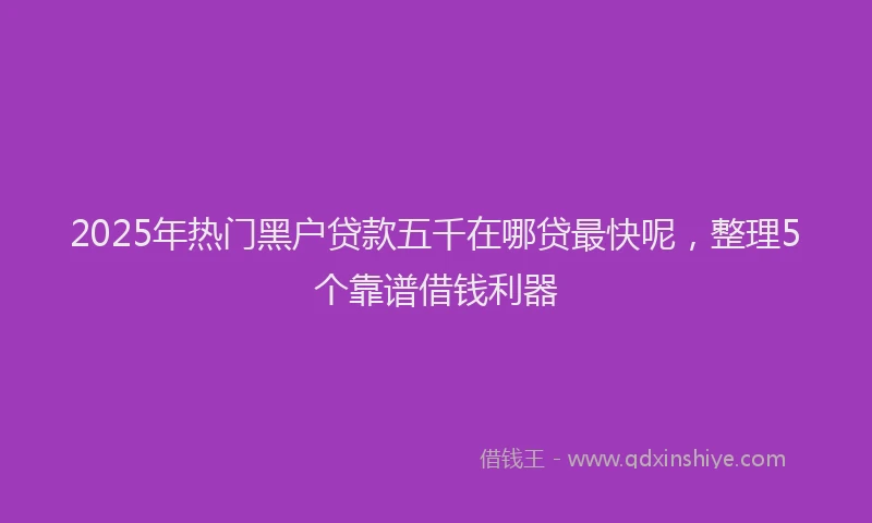 2025年热门黑户贷款五千在哪贷最快呢，整理5个靠谱借钱利器