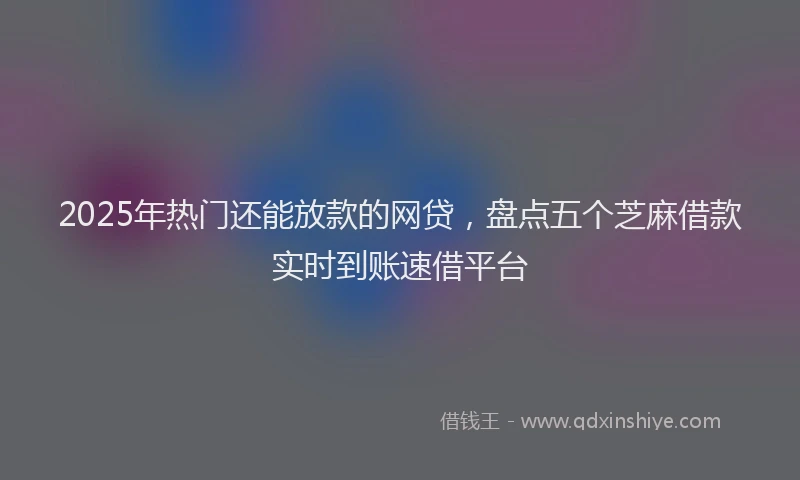 2025年热门还能放款的网贷，盘点五个芝麻借款实时到账速借平台